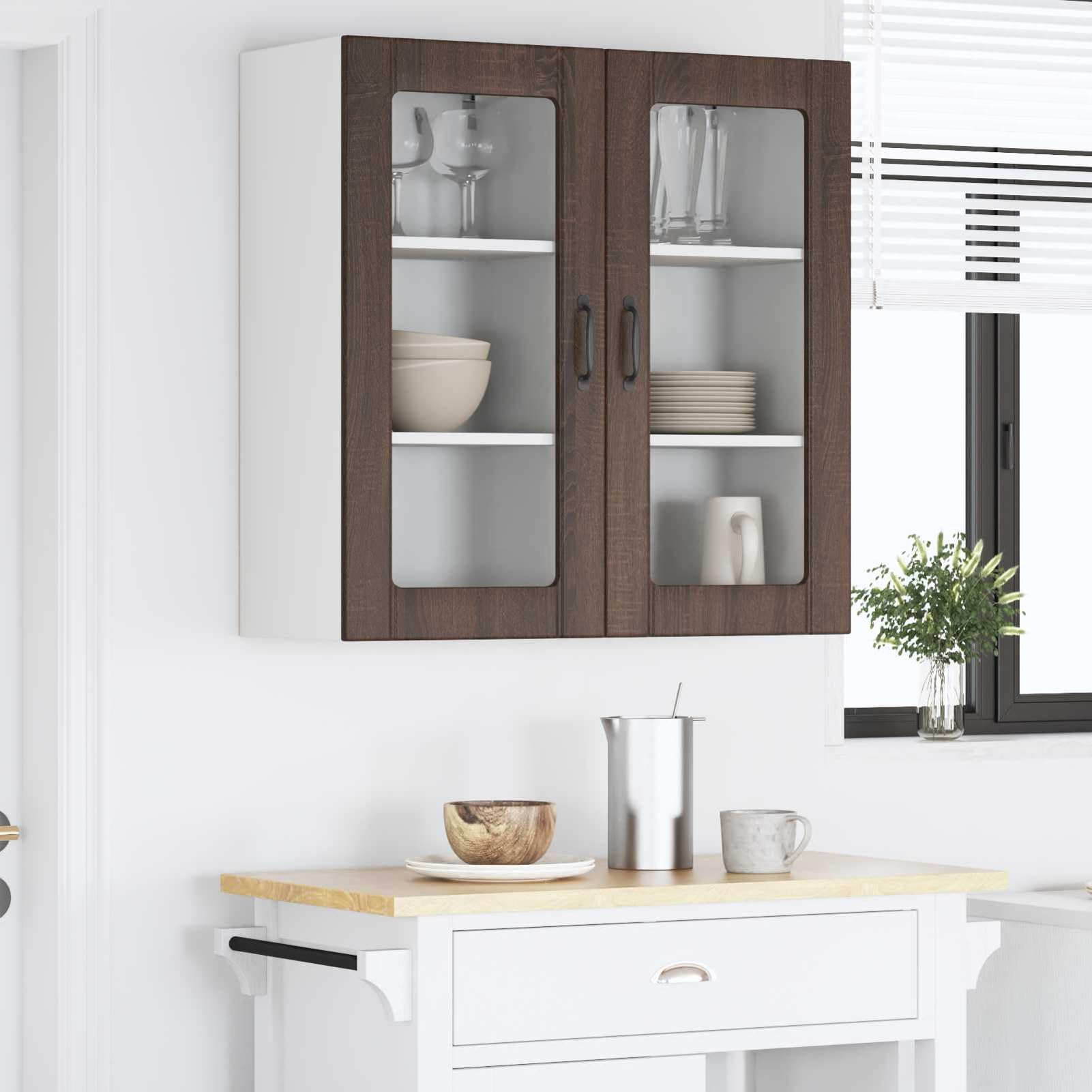 Homgoday Holz-Küchenschrank Modern Design Eichen-Optik Innennutzung - Stauraum für Küche Model885350