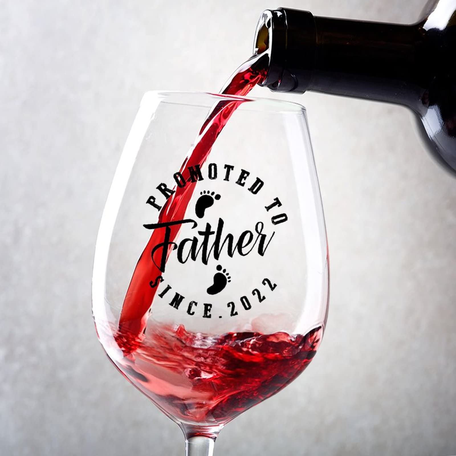 Verres à vin Promoted to Father pour savourer un vin rouge de 500 ml lors des fêtes de Noël