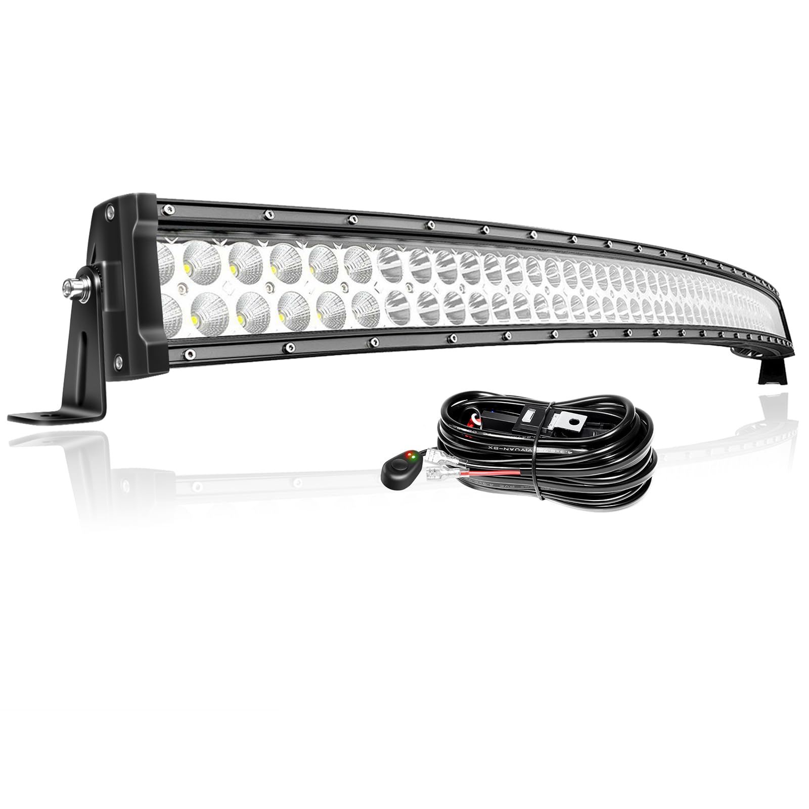 PICAA Barra de Luces LED Curvada de 42 Pulgadas 240W Luces de conducción Todoterreno con Kit de cableado para camión Remolque Coche Barco a Motor 4WD 4x4 SUV UTE ATV 6000K IP67