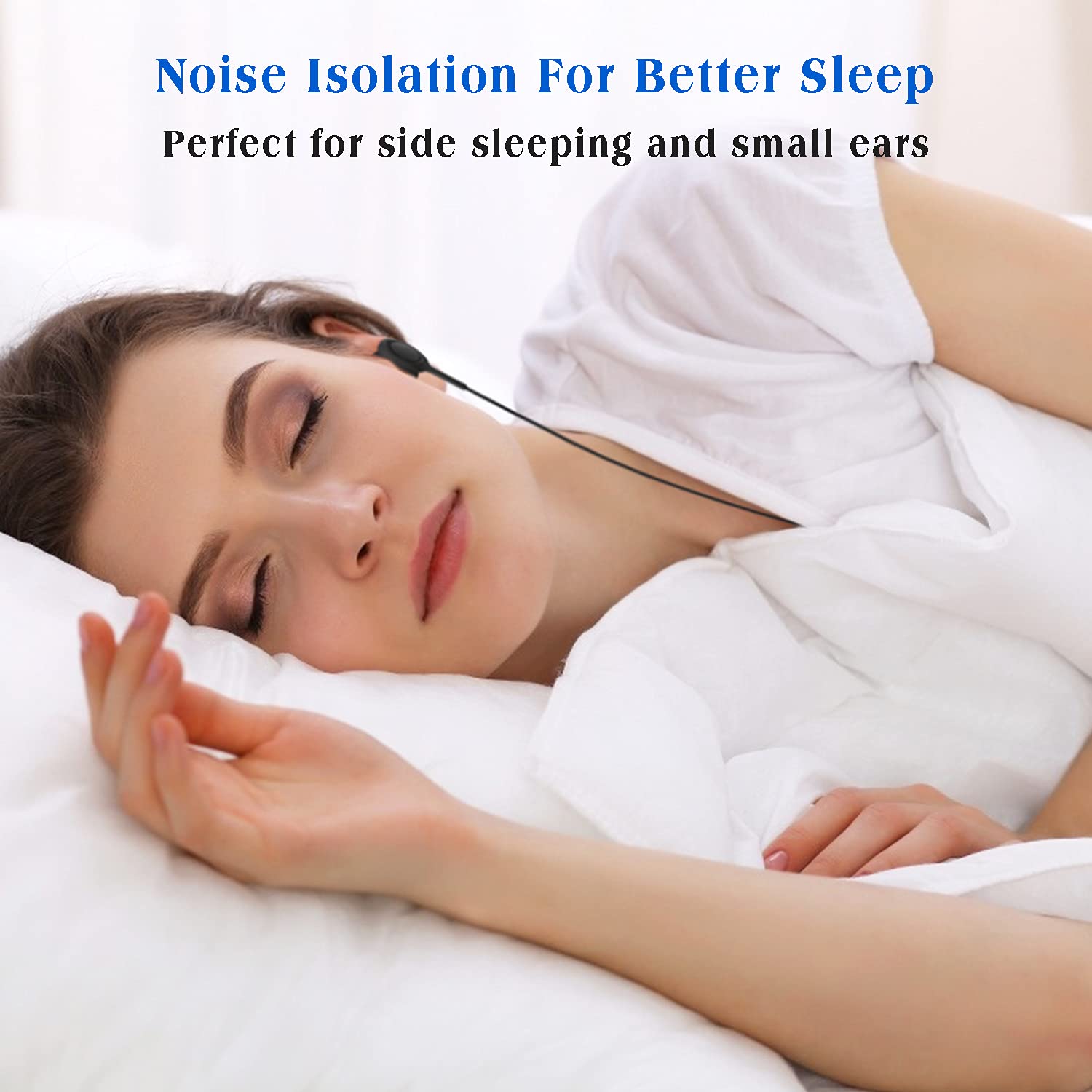 Auriculares para Dormir, cómodos Auriculares con Cable para Dormir de Lado en el Canal auditivo pequeño, Aislamiento de Ruido, Auriculares intraurales con micrófono para Dormir ronquidos,