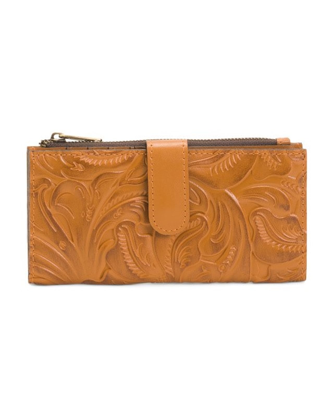 Patricia Nash Women’s Nazari Bifold Wallet, RFID-Blocking, Tooled Full-Grain Leather, Cognac