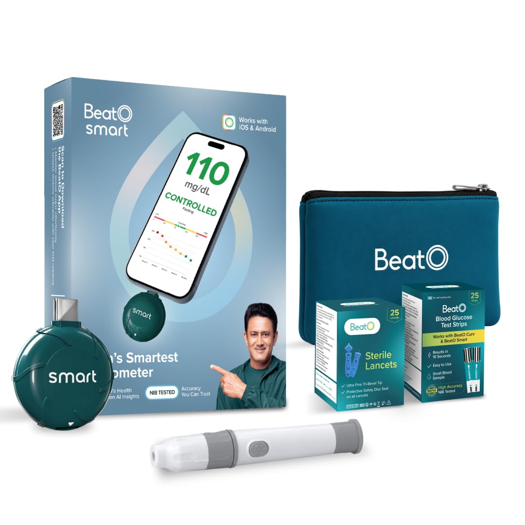 BeatO Smart AI-Powered Glucometer for iOS & Android | USB-C compatible with 25 Strips & 25 Lancets | CDSCO Approved Lab-Grade Accuracy | ISO Certified | Auto-Sync & Health Insight-image-28