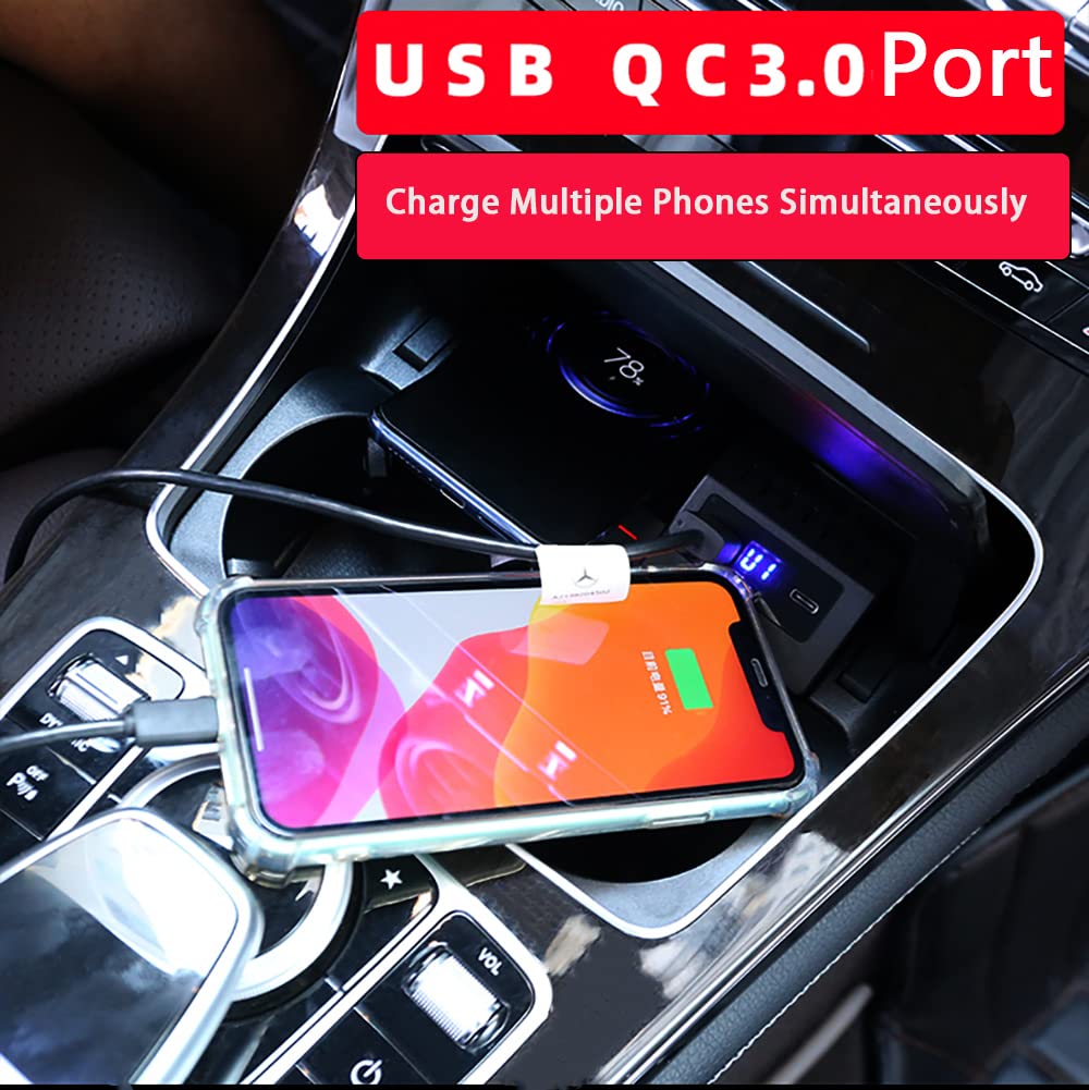 ZChan Wireless Car Charger Fit for Audi Q5/SQ5 23-18,Come with 15W Wireless Charging Panel&QC3.0 Charging Port,Good for Multiple Phone Owner,Wireless Car Charger Mount for Apply to All Qi Phone.