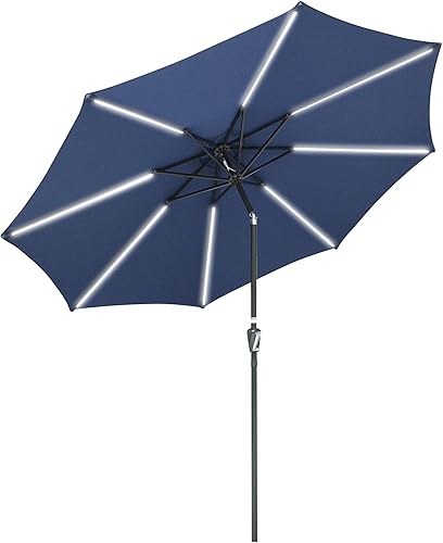 Miniatura 82 de Yescom Outdoor Solar Powered LED Patio Umbrella with Crank Tilt for Garden Backyard Deck Table Market Poolside Party Event 2-Beige,3-Negro
