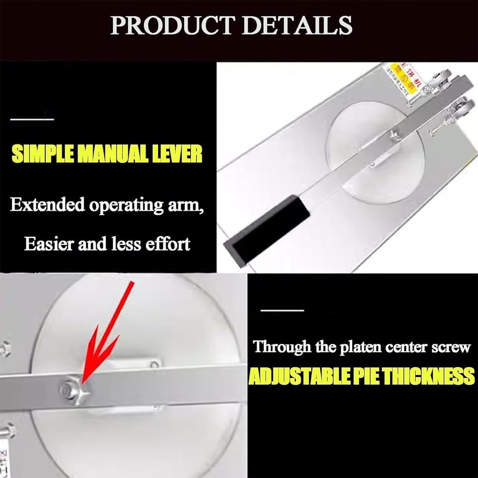 Pressa per Pizza Manuale da 50 * 25 Cm, Stendipasta Manuale in Acciaio Inox, Spessore Regolabile, 7 Specifiche del Disco tra Cui Scegliere, per Pizzerie E Snack Bar