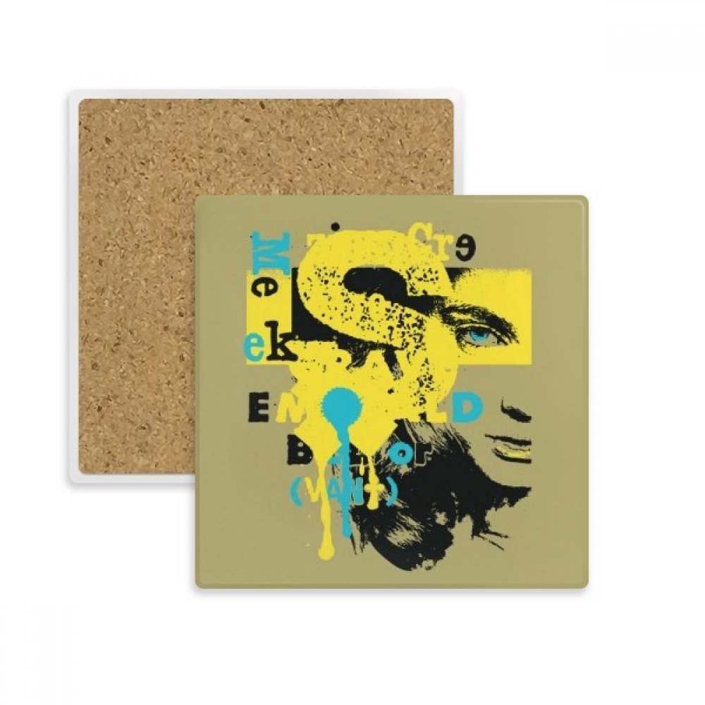 Coaster rue graffiti jaune bleu sous-verre pierre absorbant porte-tasse femme cadeau