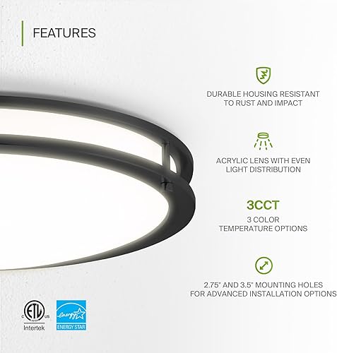 Miniatura 4 de ASD Lámpara LED redonda de montaje empotrado de 18 pulgadas, 28 W, 2250 lúmenes, 3000 K-5000 K, 120 V, 3CCT, regulable, Energy Star, certificación