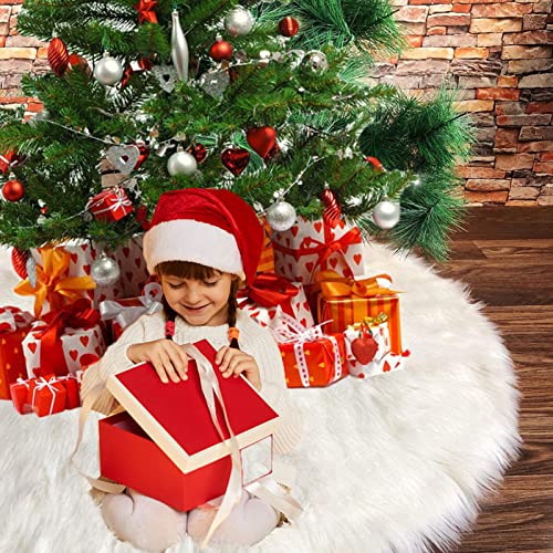 Bigomila Faux Fur Christmas Tree Skirt Snow White Xmas Tree Skirt Fluffy Christmas Tree Mat Plush Christmas Tree Skirt Decoration Xmas Trees Ornaments (47.2 Inch) #TOP4