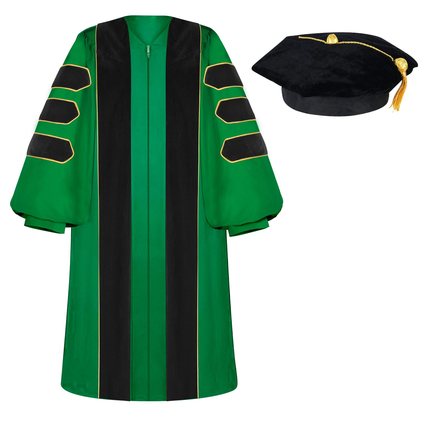 Unisex Doctoral Graduation Gown with Gold Piping | Academic doctoral Cap and Gown for Graduation Ceremony