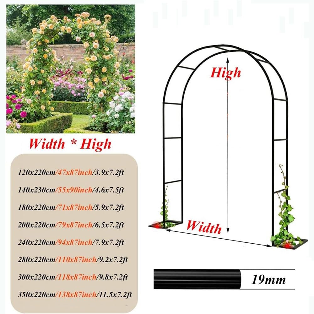 Pergola Łuk Ogrodowy Krata Pnącza Stojak Na Zewnątrz Antykorozyjny Metalowy Łuk Różany Odłączany Stojak 120 x 220 cm (Kolor: Biały, Rozmiar: 140 x 230