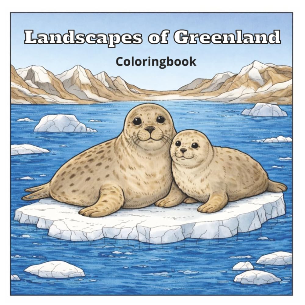 Landscapes of Greenland: An easy coloring book for all ages! Learn about Greenland, while calming your mind.