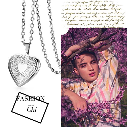 Cupimatch Book Love Heart Photo Locket Pendant Necklace Charm Chain Fashion Jewelry 17.8"4