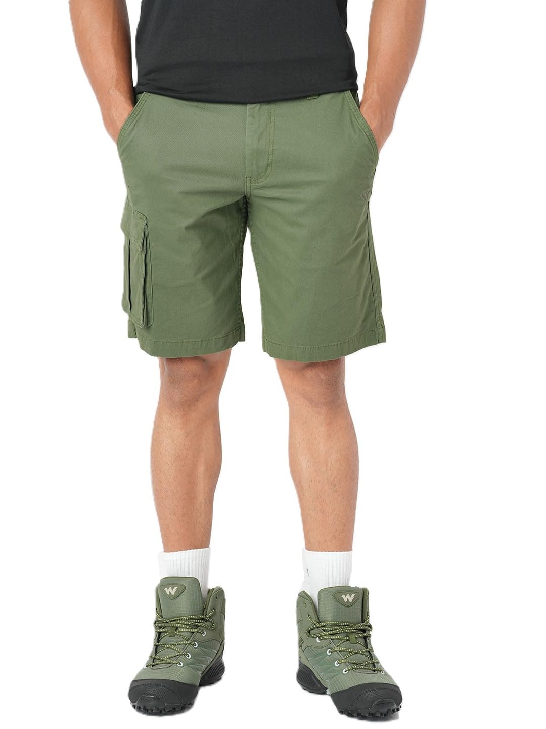Wildcraft Solid 3-Pocket Cargo Shorts, Comfortable, Regular Fit-image-9