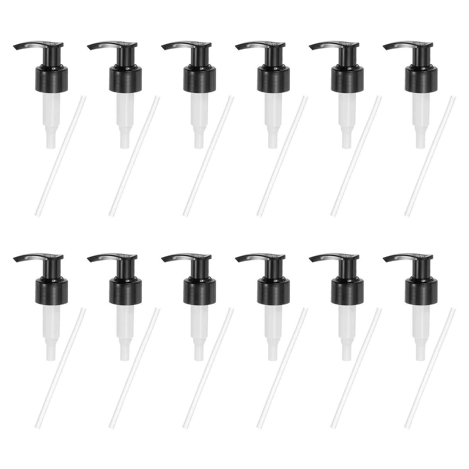 sourcing map 12 Pcs Soap Dispenser Pump Heads Soap Dispensers Top Pumps Replacement Switch Pumphead for Standard 24/410 Neck Size Lotion Shampoo Bottle, Black