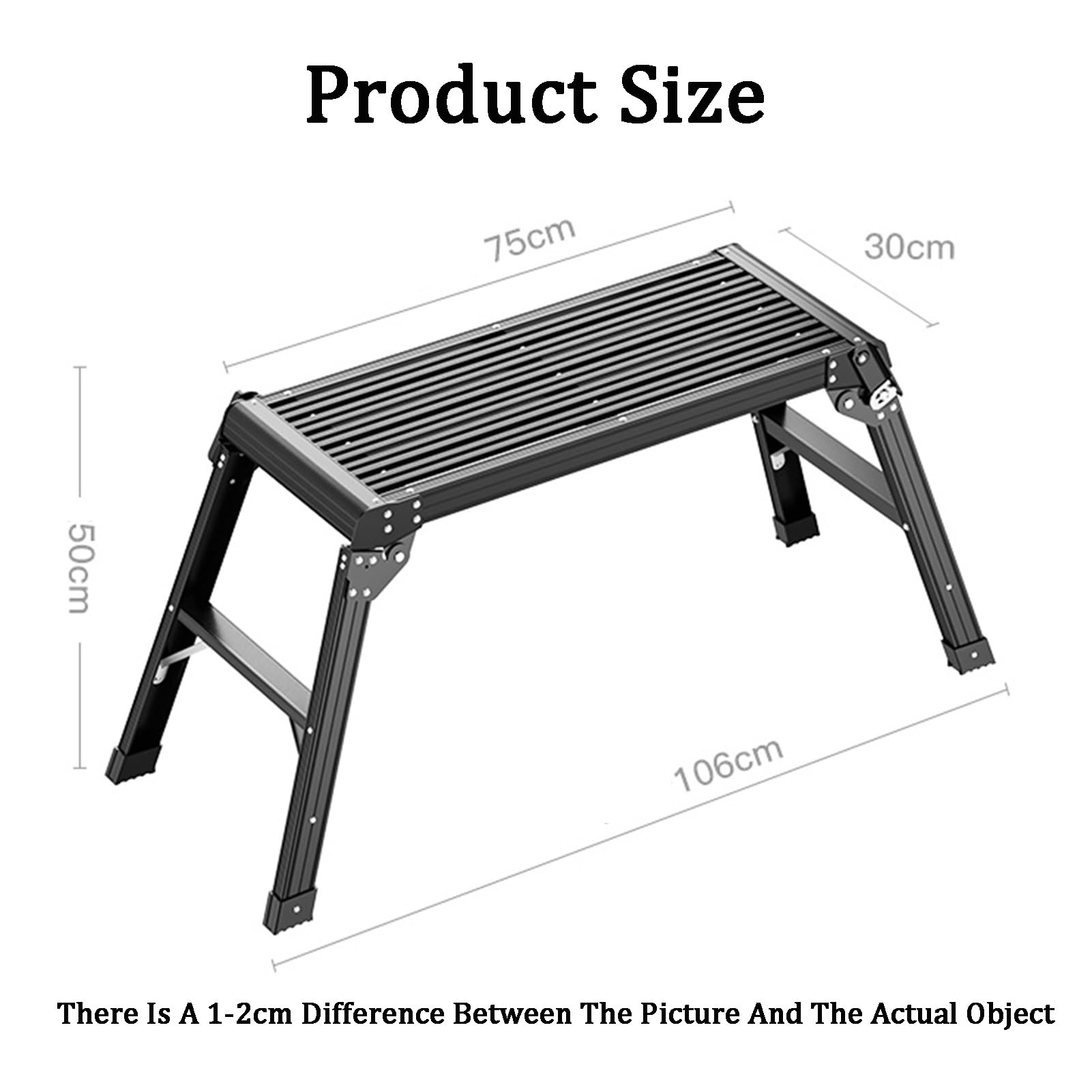 Taburete plegable de plataforma de trabajo de aluminio, resistente, capacidad de 150 kg para escalada en coche, picnic, uso al aire libre, andamio portátil