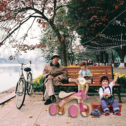 Image of Mini Bloom First Balancing Bike for Kids | No Pedal Manual Push Bike | Musical Balance Bike with LED Light | Suitable for 1-3 Years | Max Capacity 20kg (Pink (KB-157))