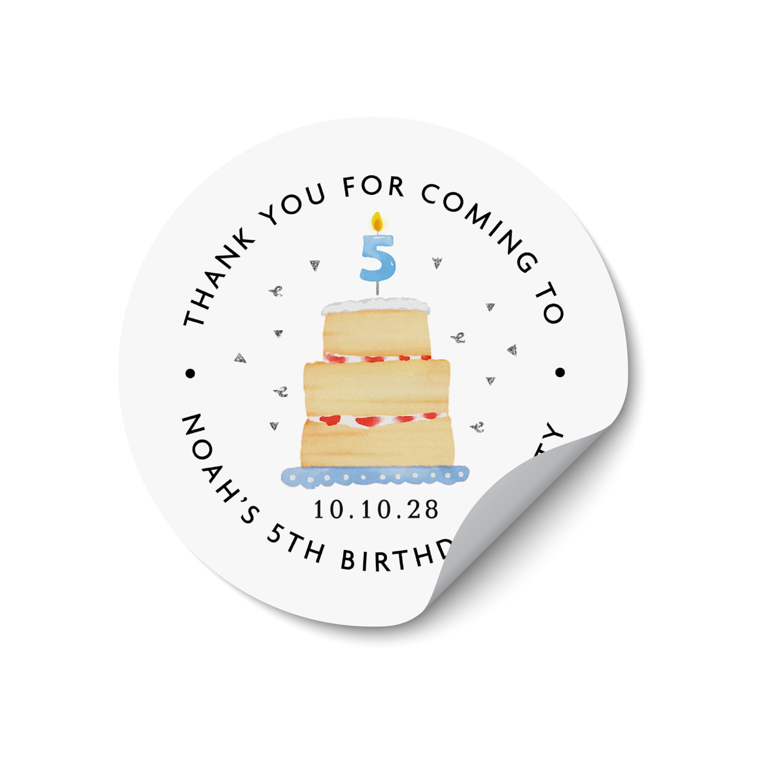 Boy Birthday Cake Stickers, Personalised Birthday Cake Party Labels, Boys Party Favour Stickers, Birthday Thank You Seals - BD27