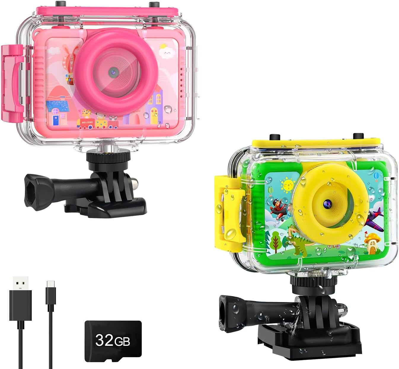 GKTZ Kids Waterproof Camera - Underwater Camera Birthday Gifts for Girls Boys