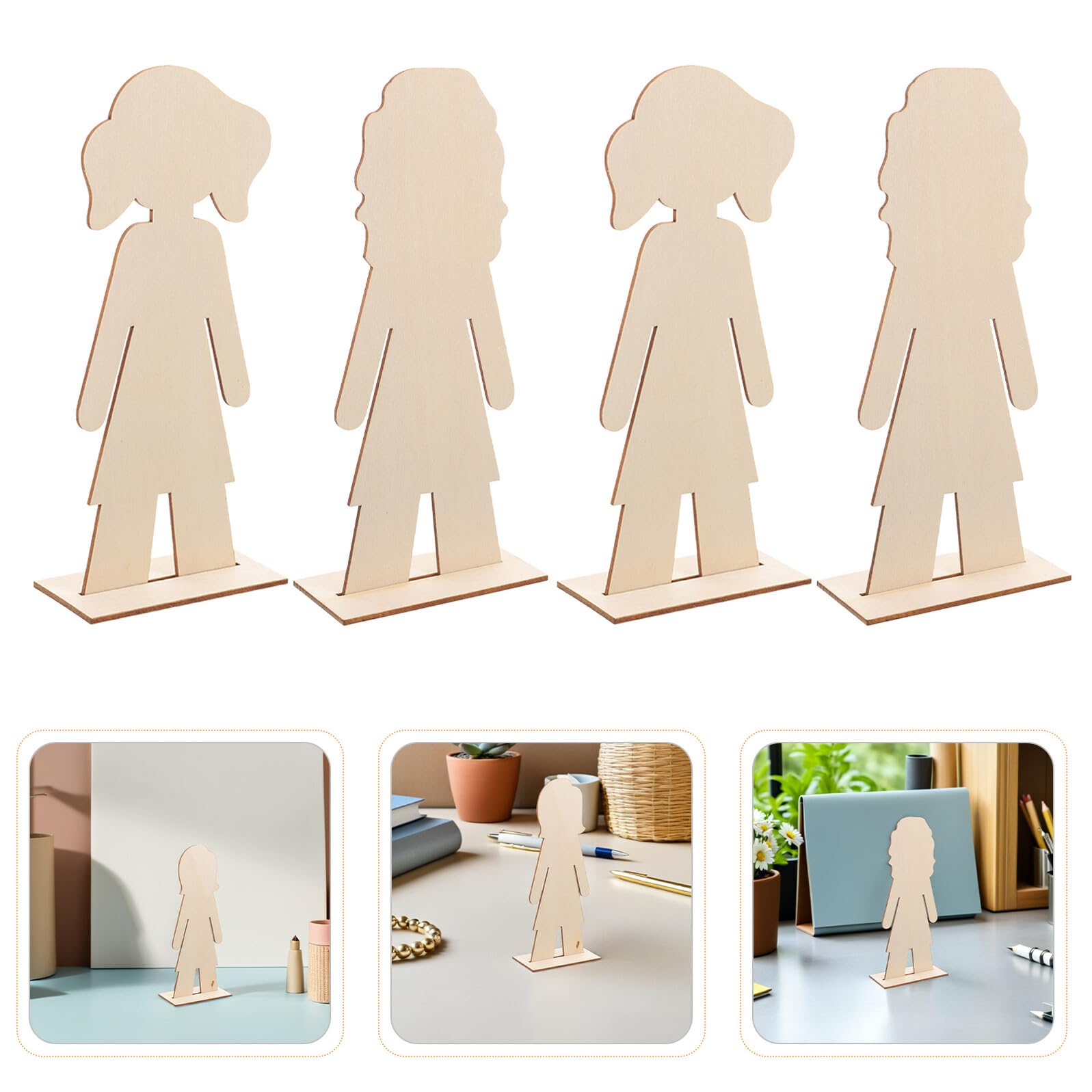 40 Unidades Figuras de Niña sin Pintar de Madera para DIY Adornos para Habitaciones Infantiles Proyectos Escolares y Decoración Festiva