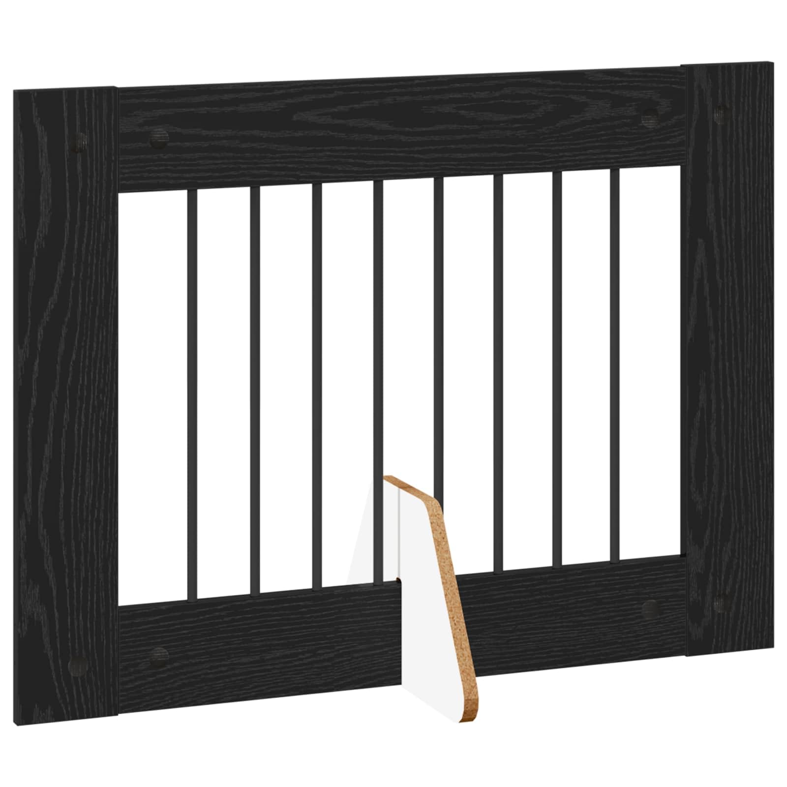 Portería para perros con soporte 6 piezas de roble negro 80 x 60 cm plegable y portátil, perrera de metal como barrera para interiores, protección y seguridad para cachorros y perros mientras