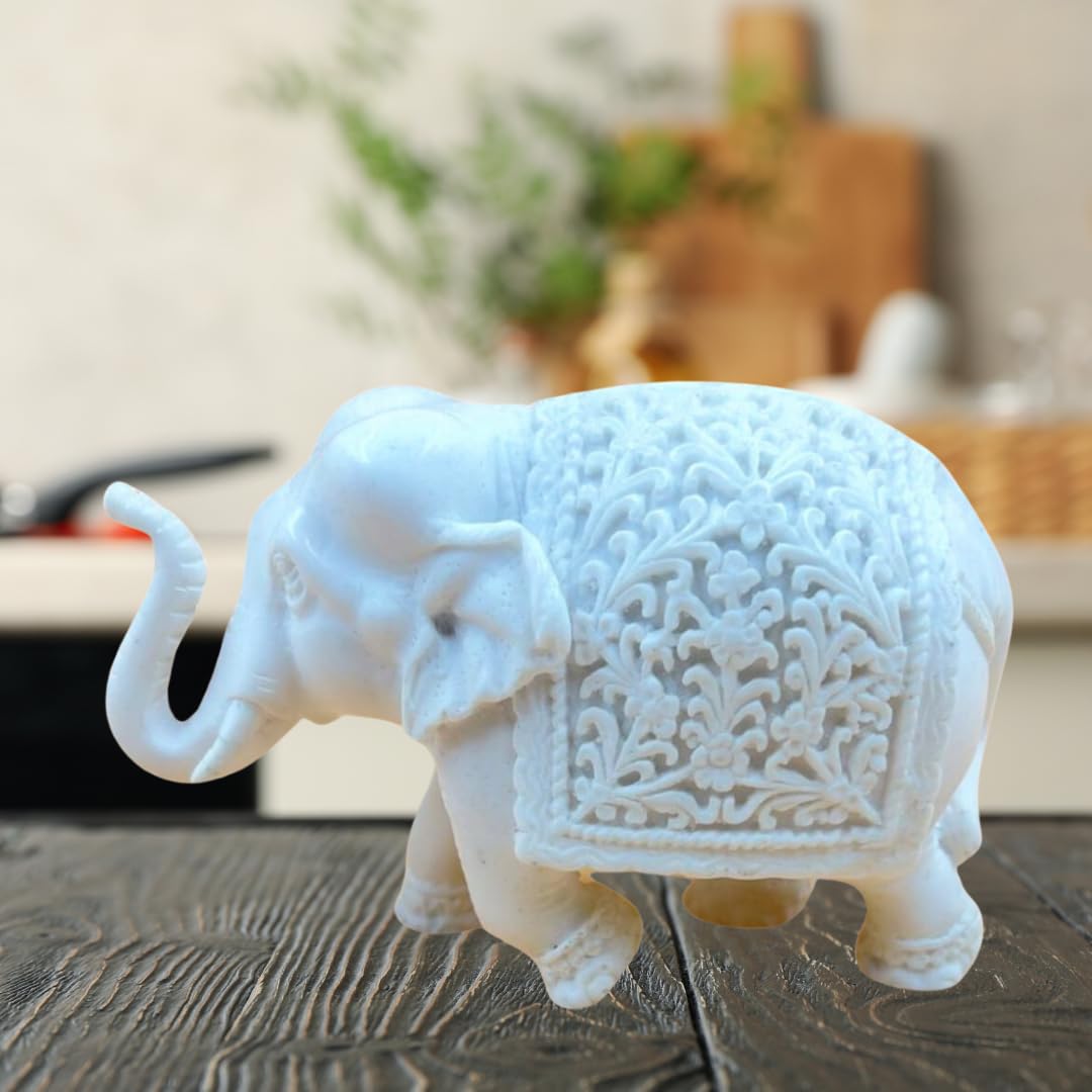 PLUMSVILLE White Premium Elephant Statue Showpiece, Symbol of Royalty for Living Room/Bedroom/Home/Office House/Desk, Art, Decoration, Showpiece (B0CTZRVRZR) Amazon Price History, Amazon Price Tracker