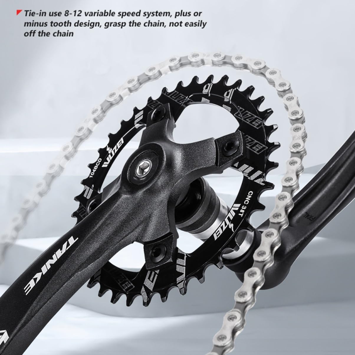 Platos y bielas Juego de bielas cónicas cuadradas de 170 mm 104 BCD Plato de Dientes Anchos y Estrechos para Bicicleta de montaña 30T 32T 34T 36T 40T 42T 44T 46T 48T Plato Redondo de una Sola veloci