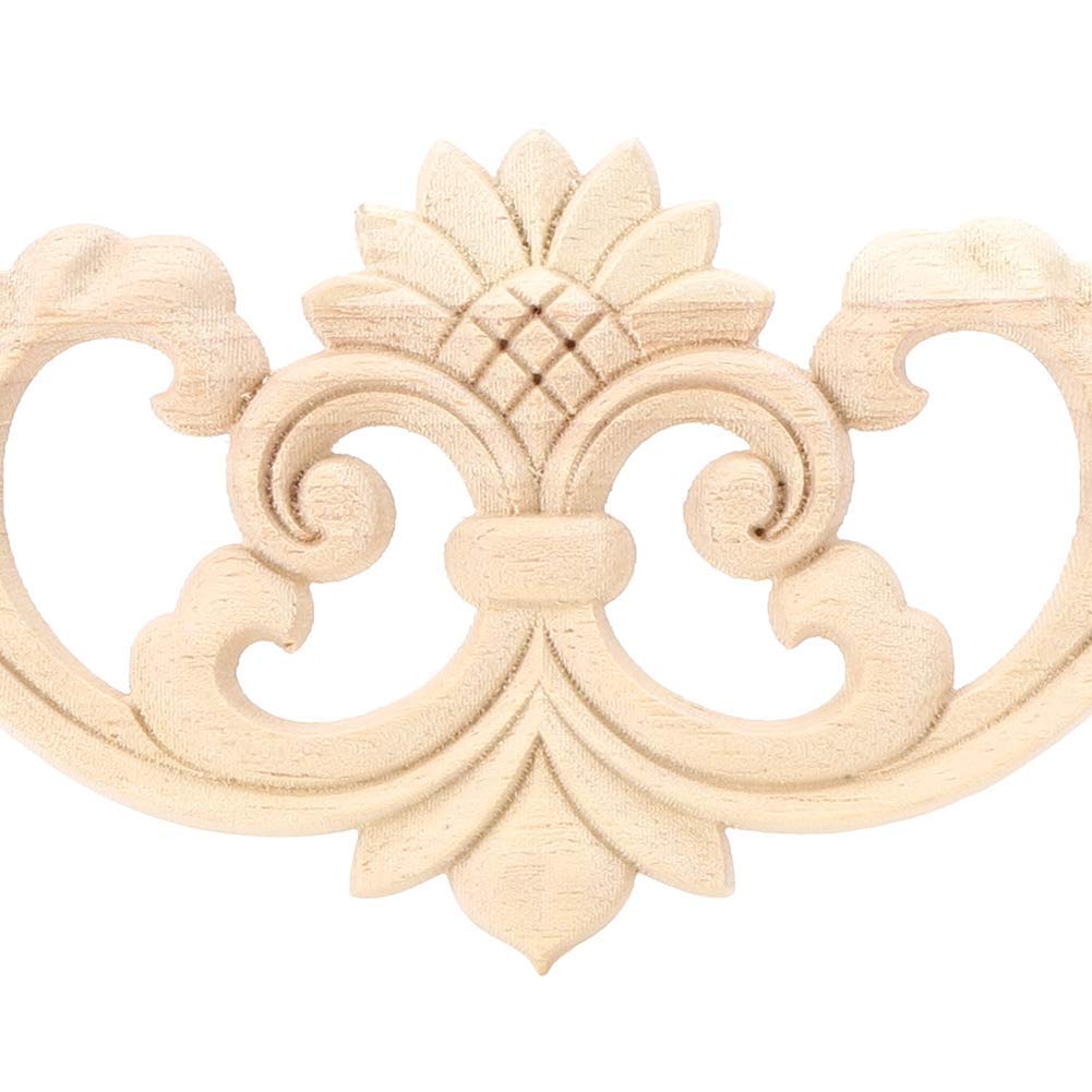 4Pack Non Verniciato Retro Applique Floreale in Legno Intagliato Angolo Intaglio del Legno Decalcomania per mobili per la casa Parete Porta Telaio Cabinet Arredamento Artigianato 30 x 8 x 0,7 cm/11,8