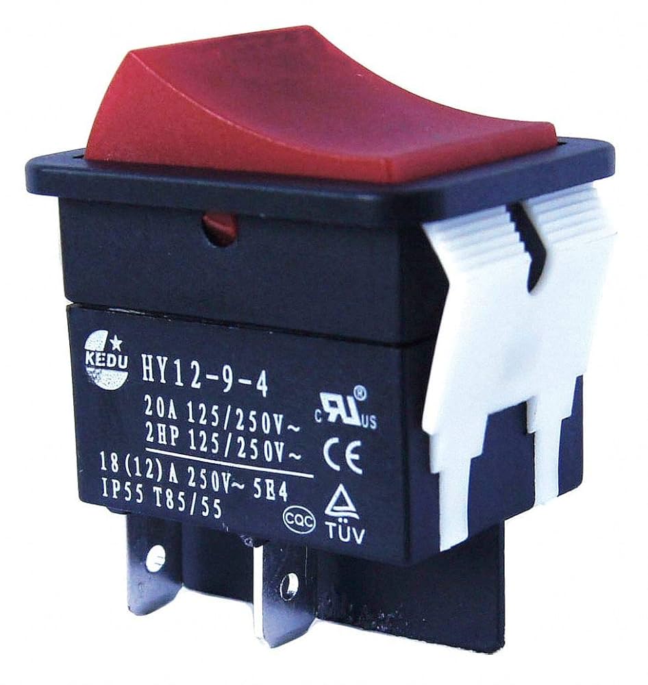 FirstPower Rocker Switch, 2 Connections, Red, Manual