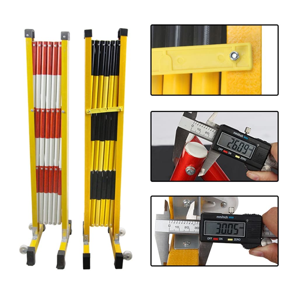 Genérico Barrera de tráfico Extensible y Duradera - Puerta de Seguridad móvil de Fibra de Vidrio, Valla Plegable portátil para garajes, escuelas y Eventos - Amarillo y Negro 1,2 m x 2,5 m Solución de
