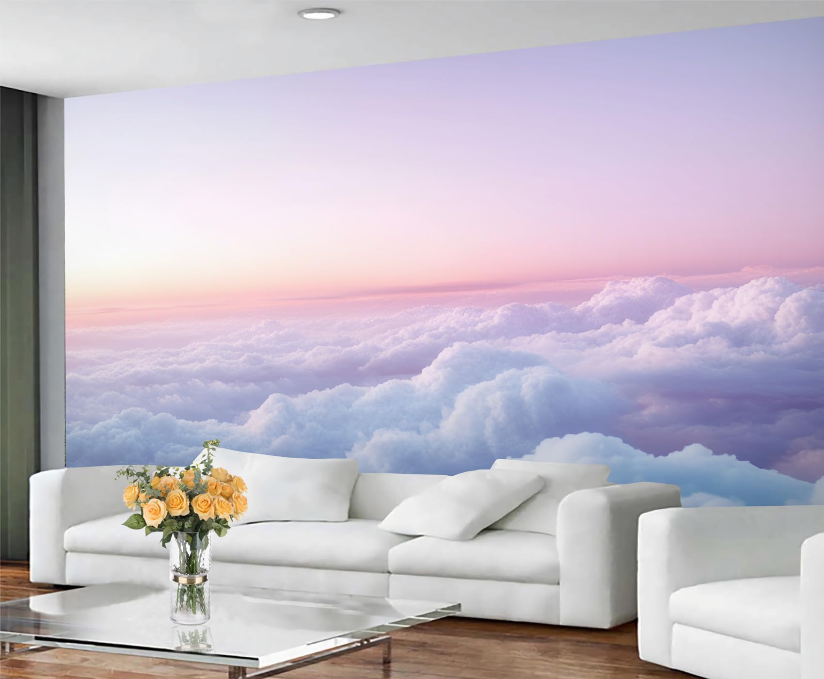 GIVLWF Cloud Wallpaper, Purple Sky Self Adhesive Wallpaper for Living Room, Luxury Clouds Wall Paper for Bedroom, Sky Cloud Wall Mural, Landscape Large Mural & Room Decor