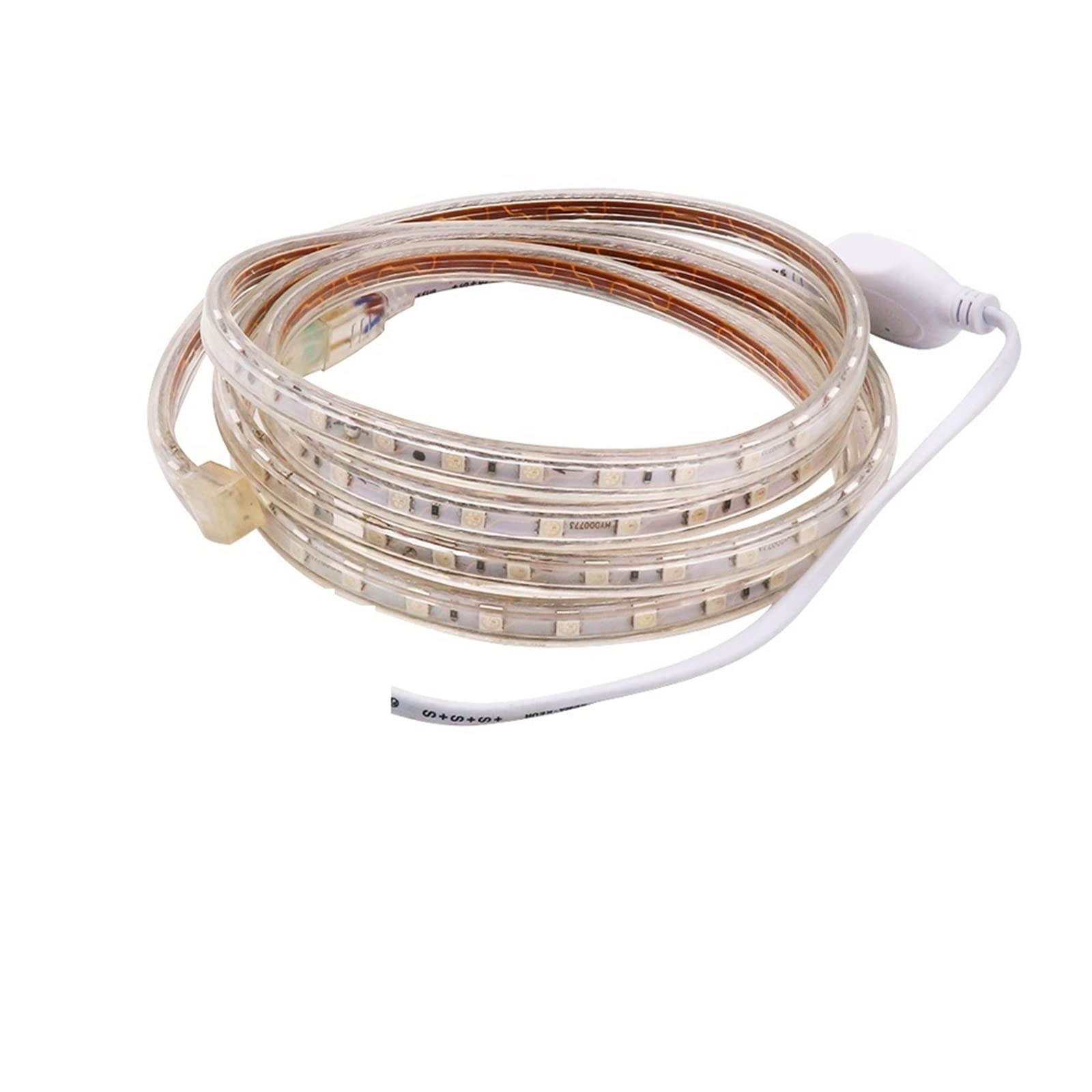 Taśma świetlna LED 220 V, 5050, wodoodporna, 60LED/m, elastyczna taśma świetlna LED, możliwość przyciemniania do użytku na zewnątrz, 1m, 2m, 5m, 10m, 20m, 30m, 50m, 100m (220v ciepła biel, 1m