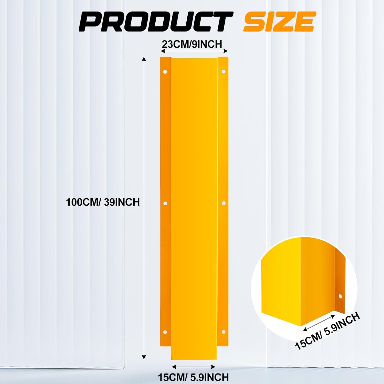 Zonon Pipe and Downspout Protector Carbon Steel Downspout Guard 39"h x 9"w x 6"d, Yellow