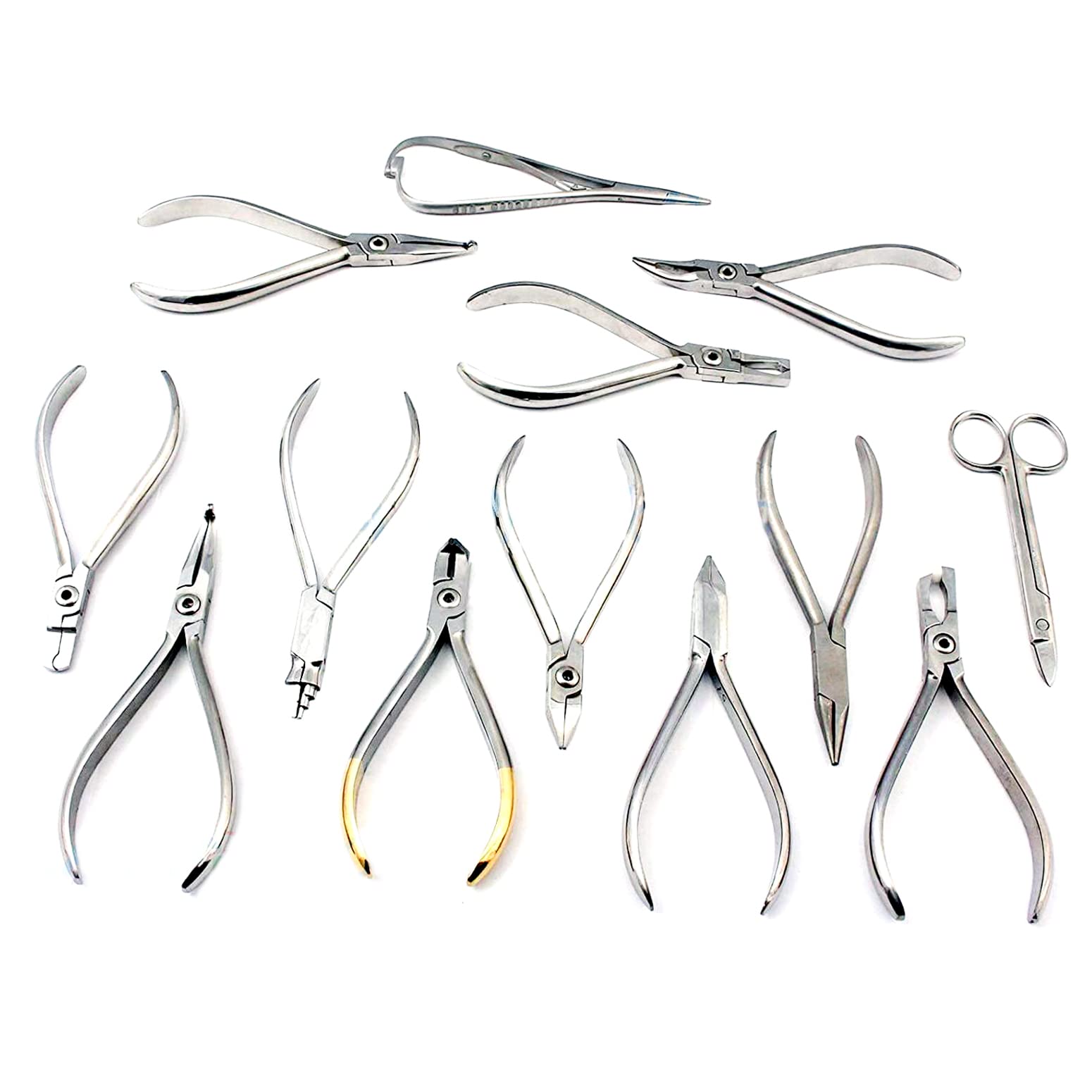 AAProTools Set of 13 Orthodontic Tc Scissors Bracket Holder Wire Bender Pliers