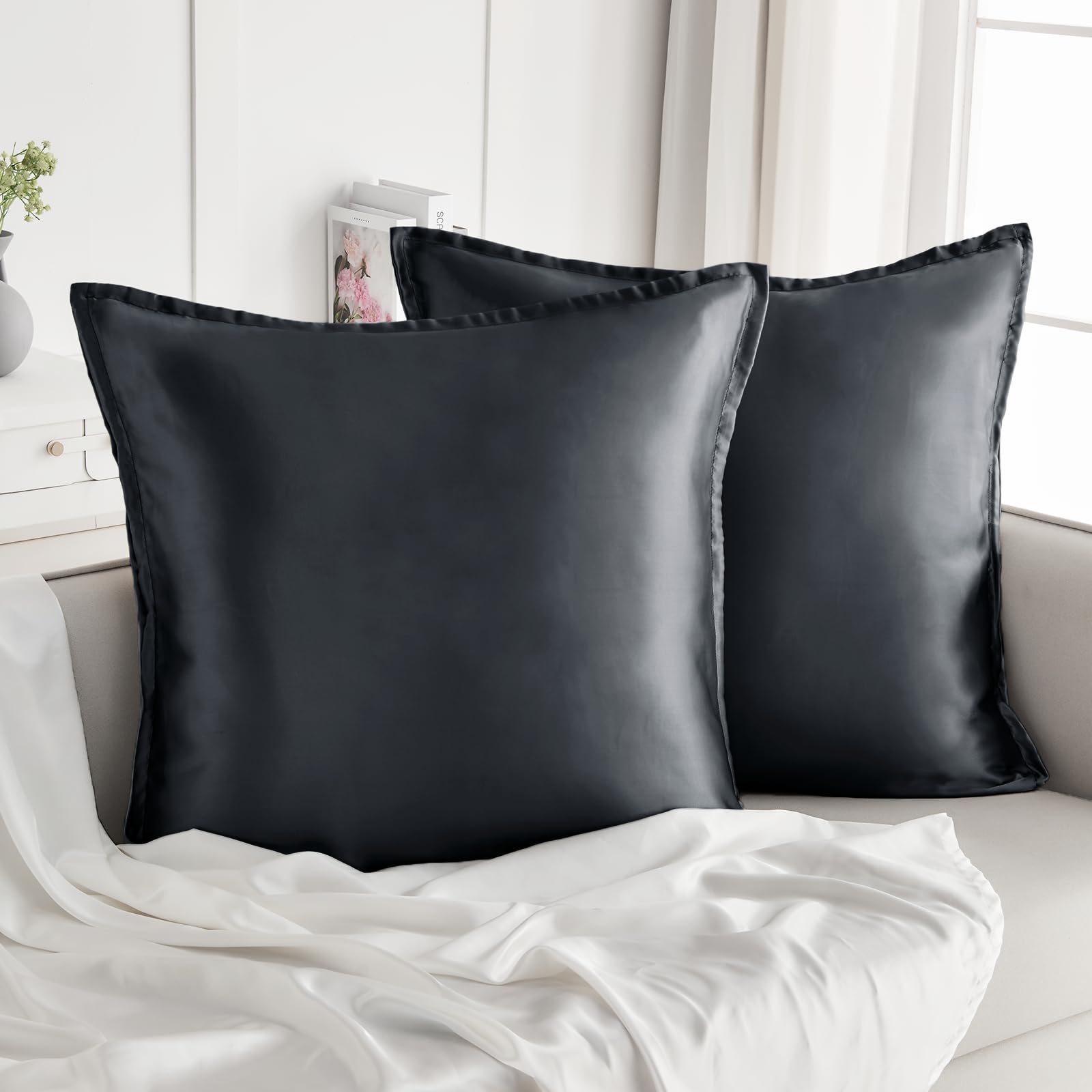 Pizuna Set di 2 federe per cuscino in raso morbido 70 x 90 cm, colore