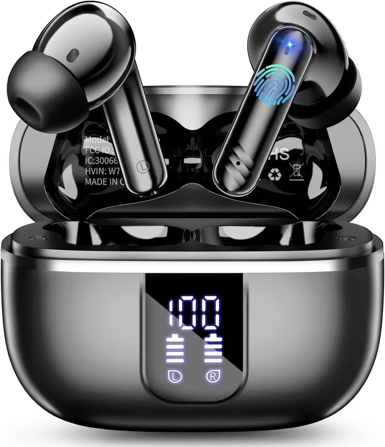 Wireless Earbuds, Bluetooth 5.4 Headphones in Ear 3D Bass Stereo, 46H Wireless Earphones with 4 ENC Noise Cancelling Mic,IP7 Waterproof Bluetooth Ear Buds with Touch Control for iOS Android.