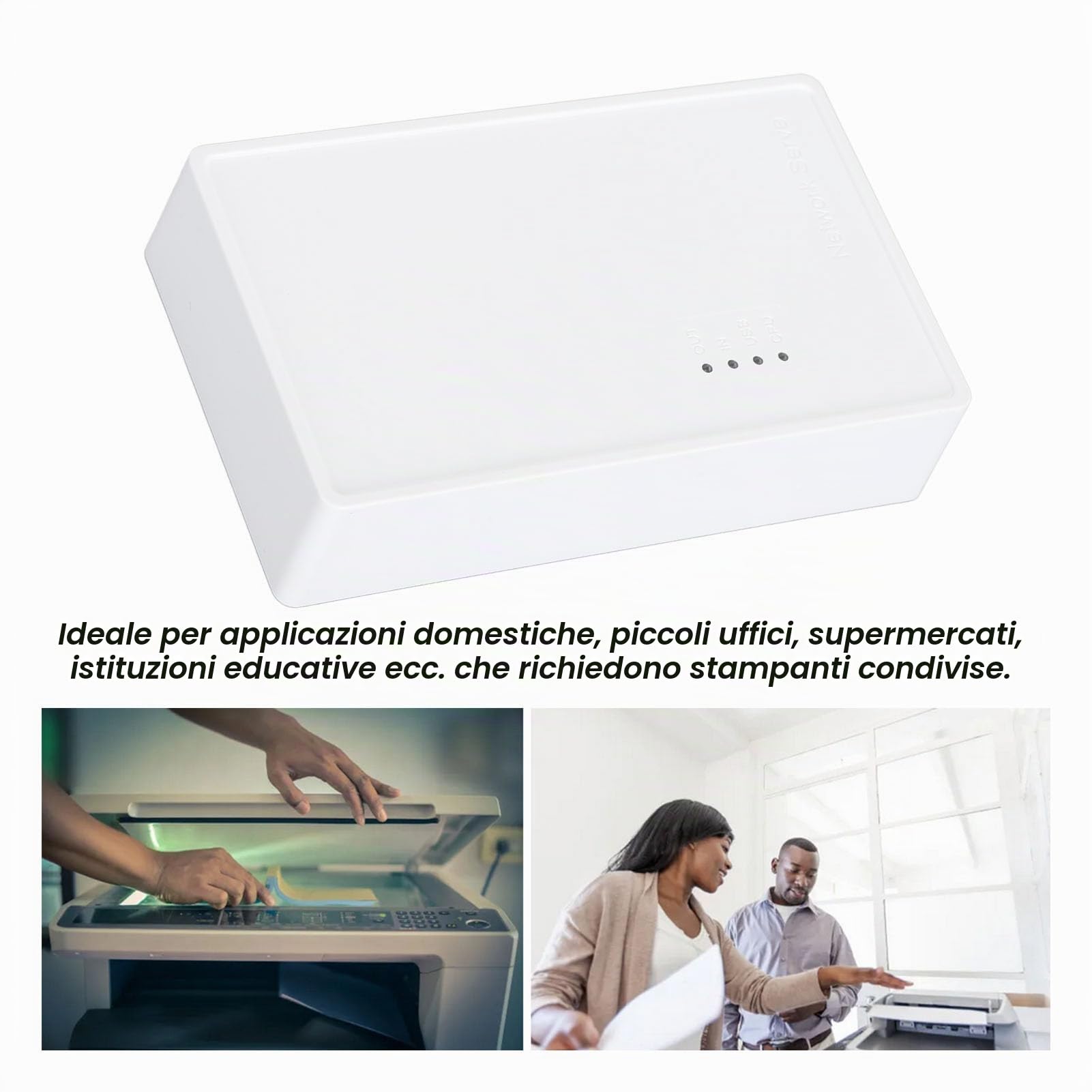 Server di Stampa Wireless USB, Uscita Bridge (10/100 Mbps) e Ingresso LAN (10/100 Mbps), Converte la Stampante USB in Rete Ethernet WiFi Wireless per Stampanti OS X