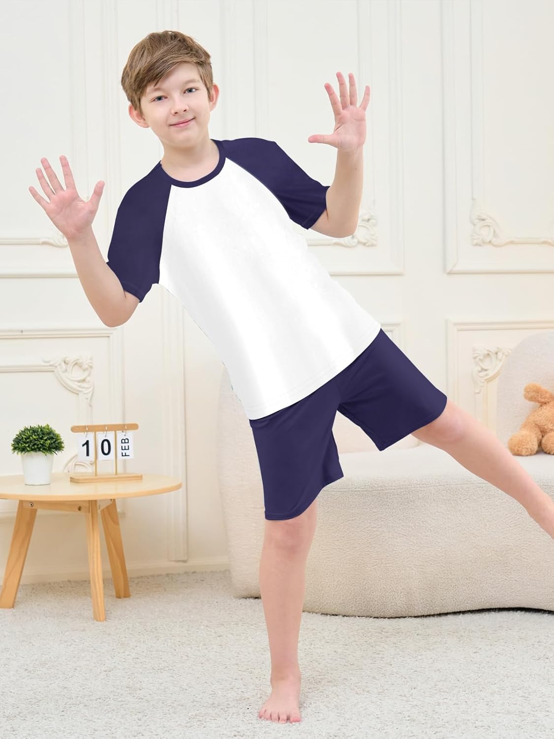 Umeyda Boys's Summer Pajamas Striped Short Sleeve Sets Modal Pjs - Image 5