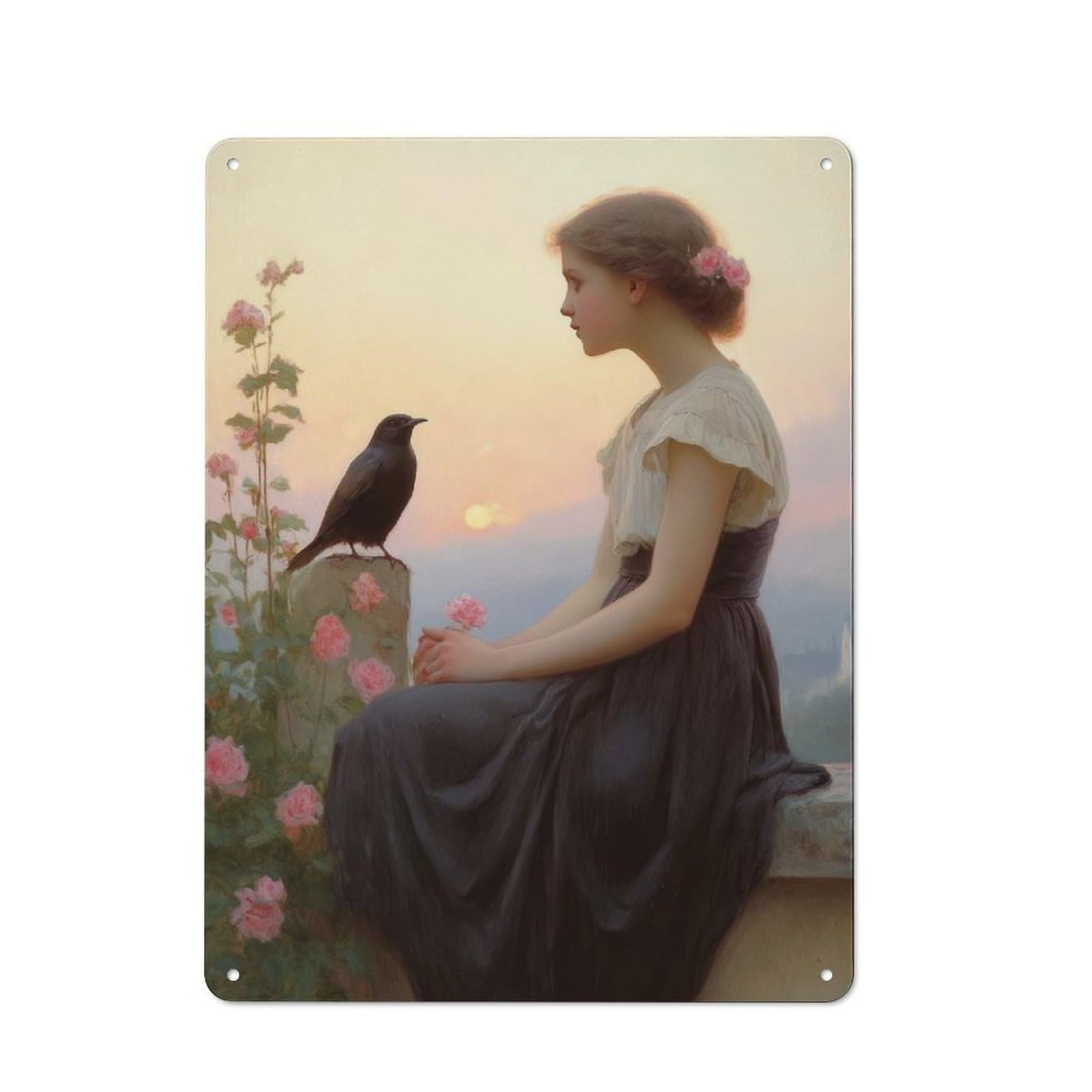Junmoney Girls And Bird At Sunset Classic Metal Sign 40X30cm Featuring Bar Wall Plaque For Diner, Restaurant, Shed Or Kitchen