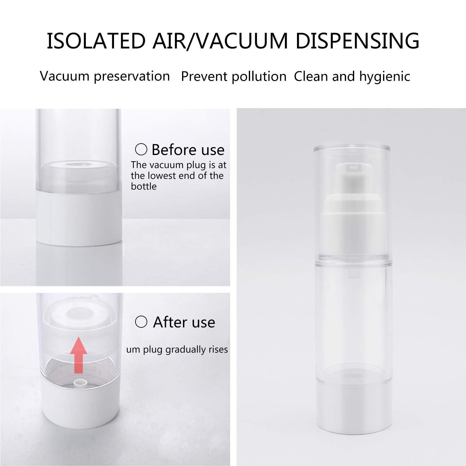 TRENDBOX Airless Vacuum Pump Travel Bottles for Lotions and Creams