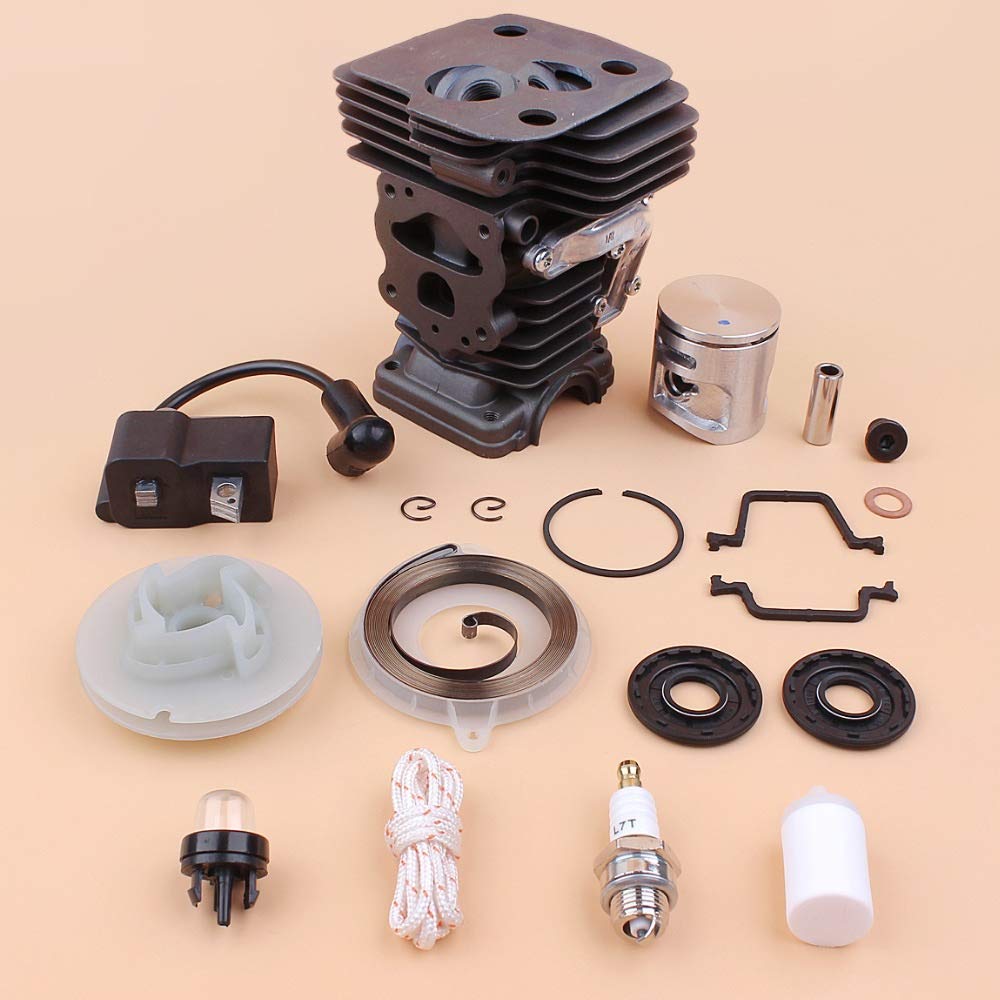 Tiempo Beixi 42mm Sello del pistón del Cilindro de Bobina de Encendido Polea Resorte del Motor Kit Compatible con Husqvarna 445 445E Gasolina Sierra reemplazo del Motor motosierras