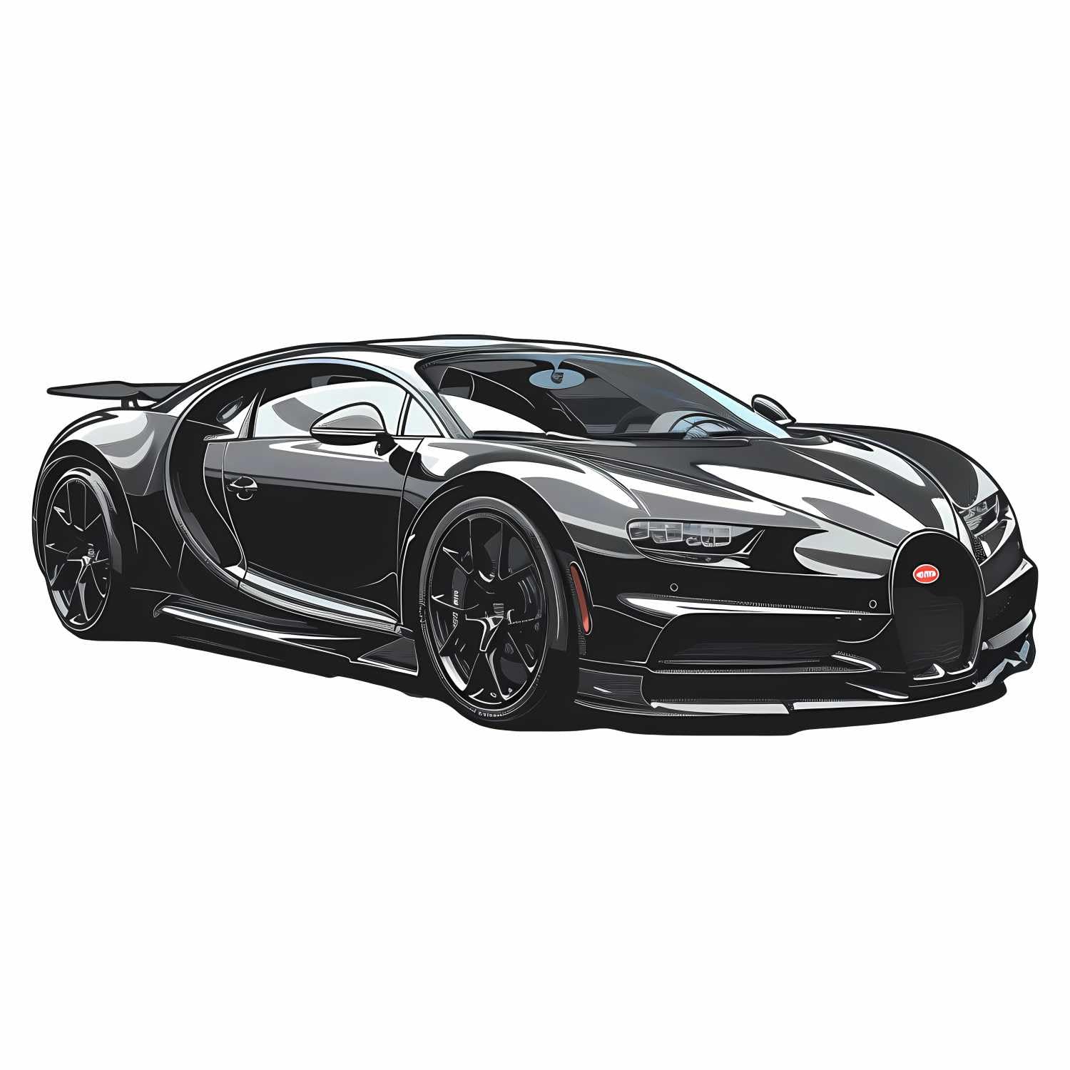 Sport Racing Car Sticker for Kids - Black Bugatti Style Supercar Cartoon Wall Sticker Self Adhesive Sticker 28 X 60 cm (Pack of 1)-picture-25