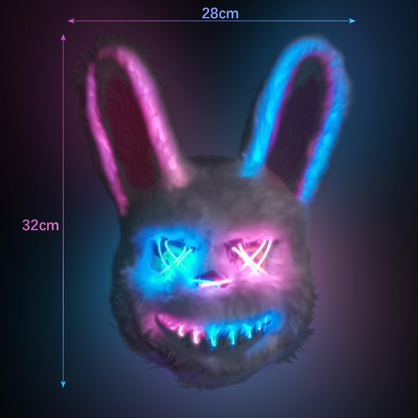 HSYWSH Halloween Scary Bunny Mask Creepy Bloody Bunny Mask Horror Animal Face Mask for Adults Kids Funny Costume for Carnival Party Cosplay Masquerade Bloody Furry Rabbit (White) - Image 2