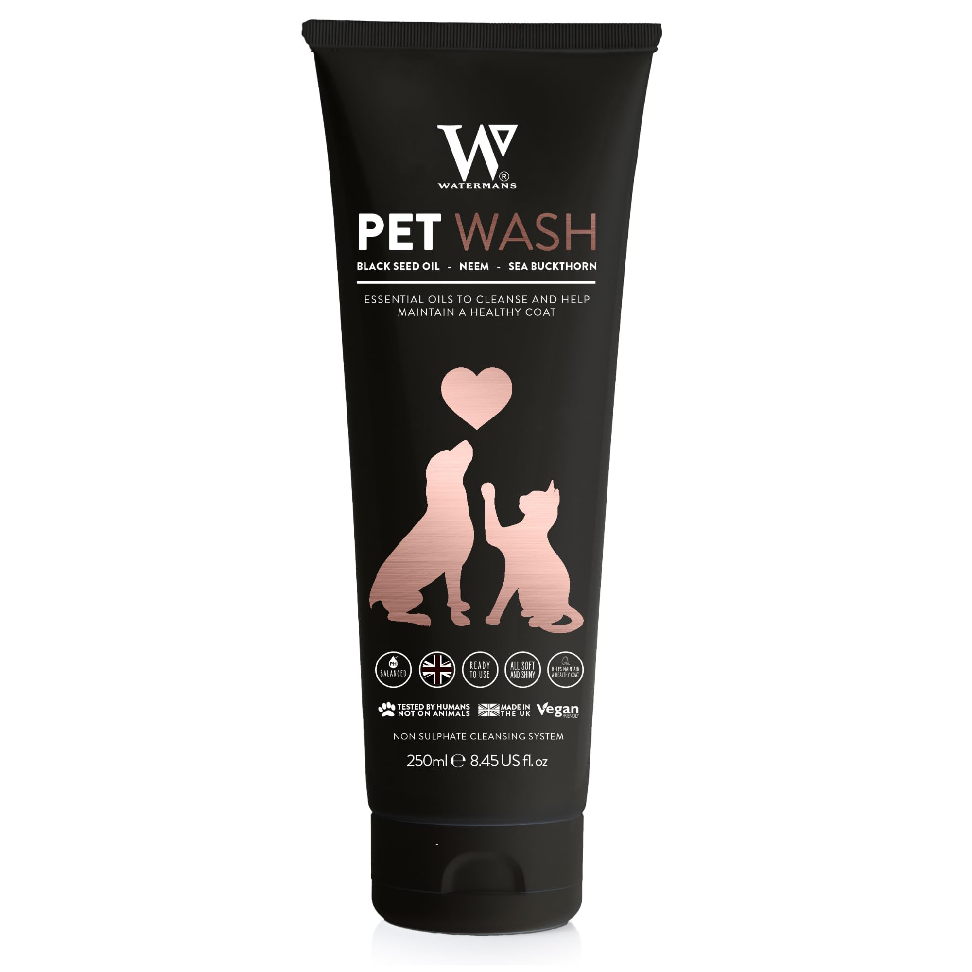 Watermans Shampoing de Luxe pour Chien 250ml Parfum Bubble Gum Shampoing Chien Peau Sensible Anti Irritation Hypoallergénique sans Parabènes sans Sulfates Végan Convient Chats