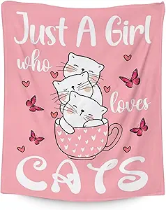 Cat Blanket Gifts - 40"x50" Cute Throw for Girls - Pink Soft Fuzzy Blankets for Bed, Couch & Living Room