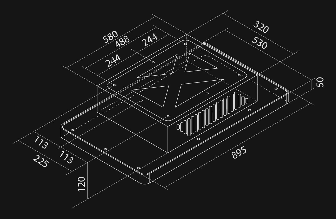 Gurari GCH 790 BL Diamond cappa aspirante Filtrante Cappa aspirante a soffitto 90 cm 850m³/ h Nero