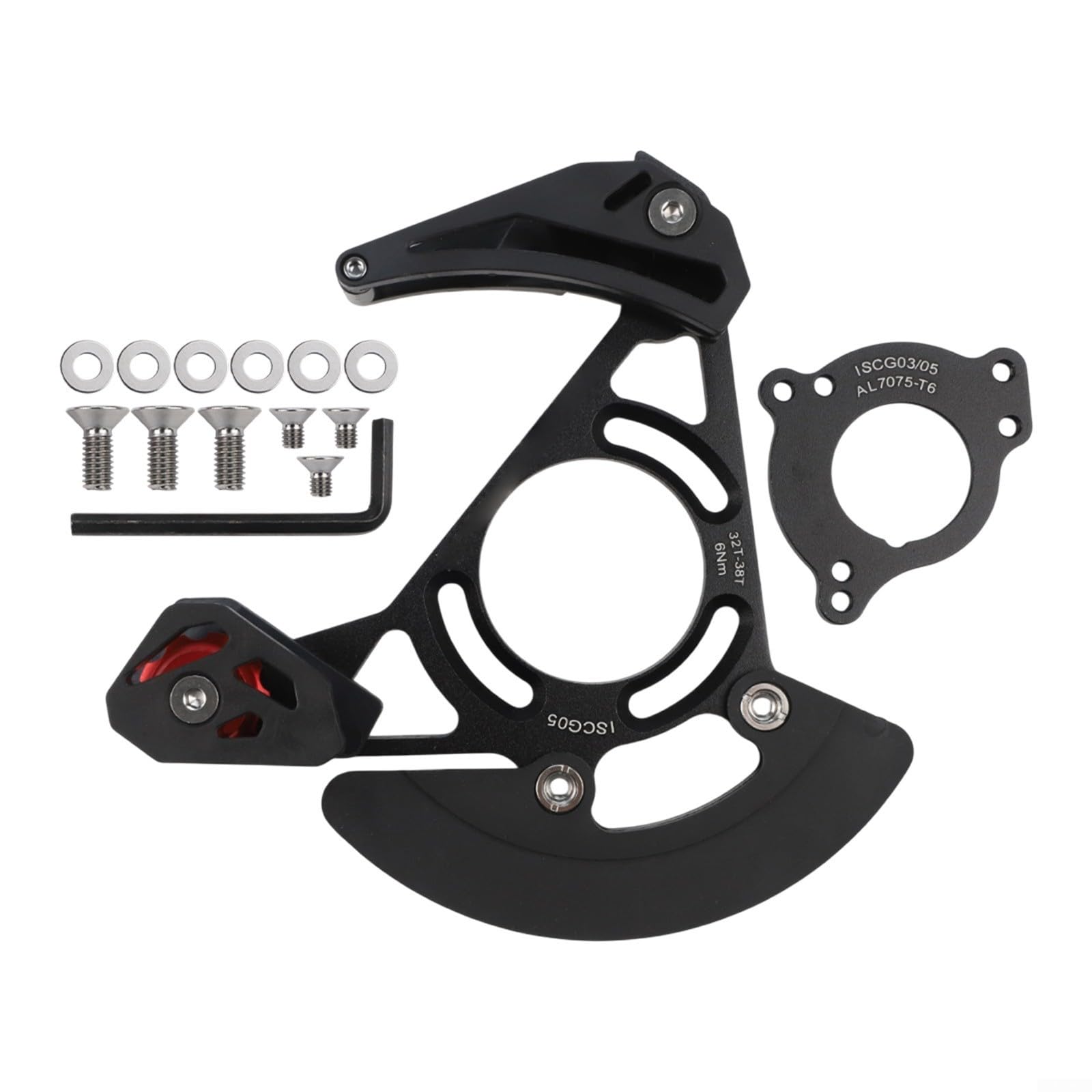 Cnc Aluminum Chain Guard For Mtb 32-38t, Compatible With Iscg03 And Iscg05 Screw Thread Bottom Brackets, Purple Finish(Black)