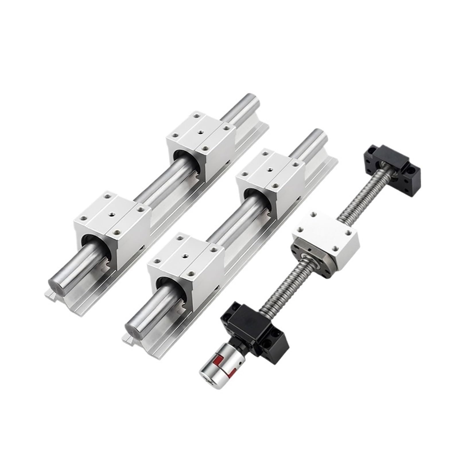 Metal Ball Screw nut end Processing Ball Screw Set SFU2004 Ball Optical Shaft Guide Guide Linear Guide Slide Cylindrical Smooth Rod Slide Seat(350mm)