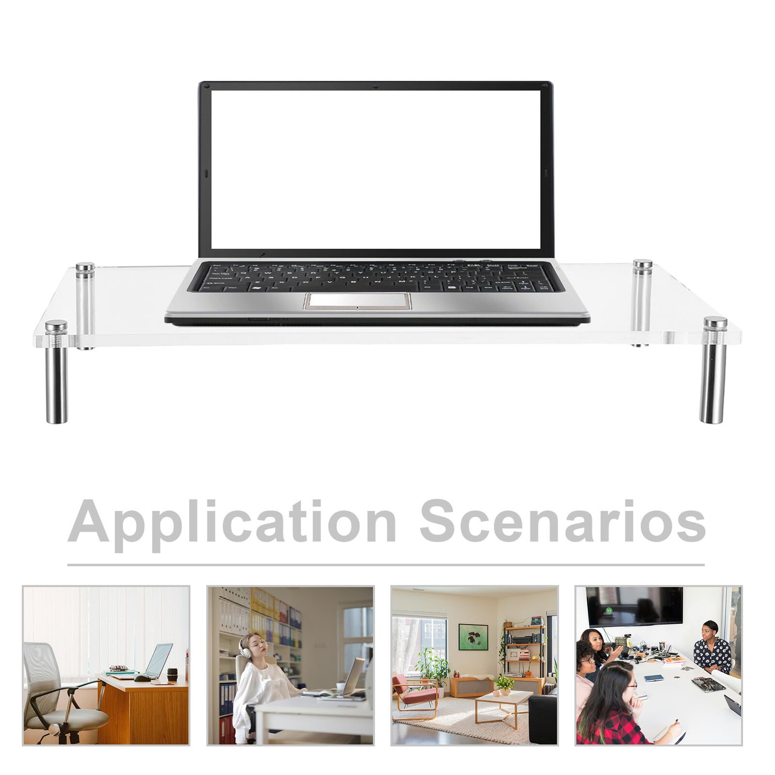 Rehausseur Écran pour Bureau Support pour Moniteur Rehausseur Transparent Fin Élévateur de Bureau pour Écran Ordinateur Support Surélevé pour Ordinateur