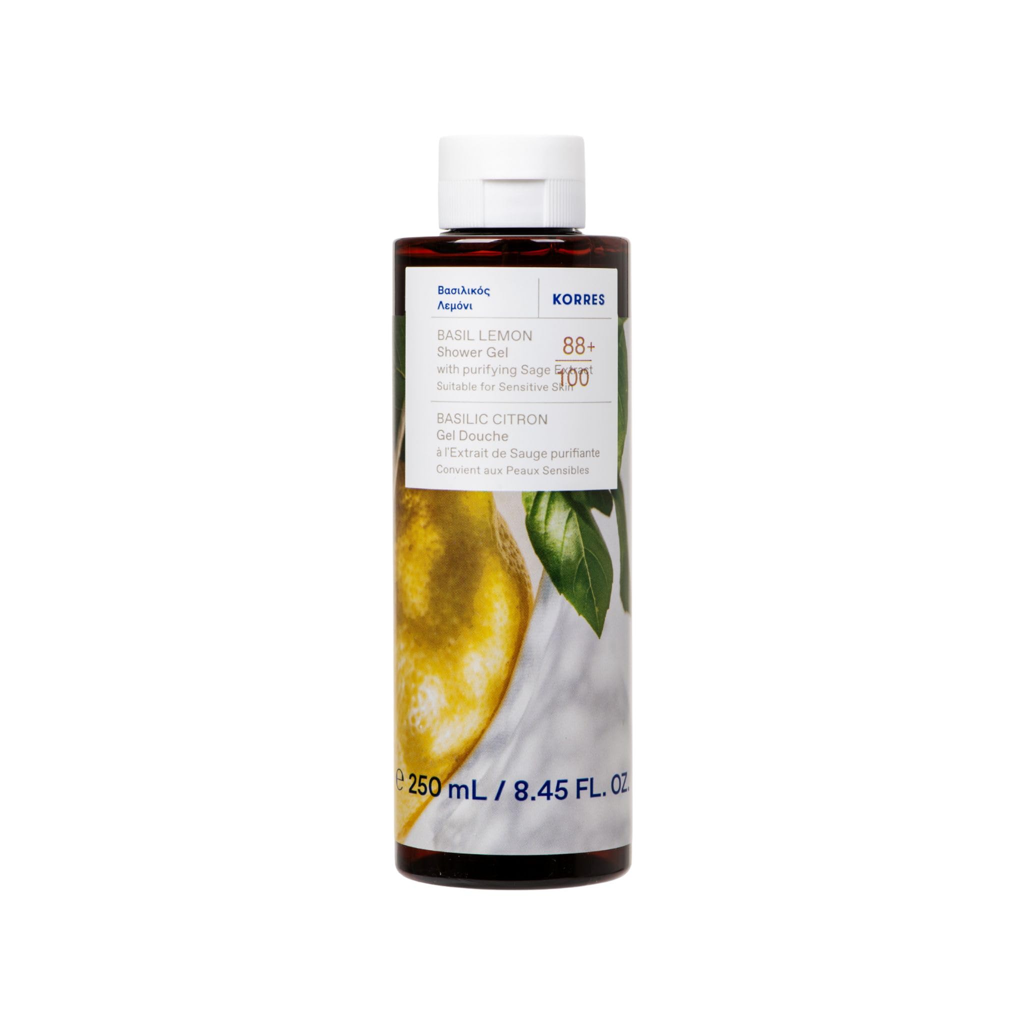 KORRES Basil Lemon Shower Gel with purifying Sage extract, suitable for Sensitive skin, 250ml