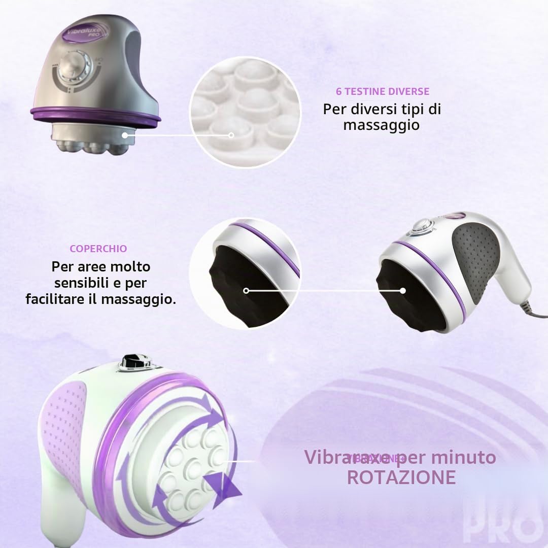 Massaggiatore Anticellulite Elettrico VIBRALUXE PRO (Best Direct Original), Massaggio Anticellulite, Effetto Tonificante, Rassodante Snellente contro Cellulite e Grasso su Glutei, Gambe, Braccia
